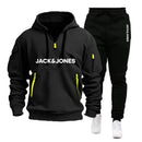 Two sets of men's sportswear for autumn/Winter 2025, including a sweatshirt and two sets of fitness jogging pants with wool caps